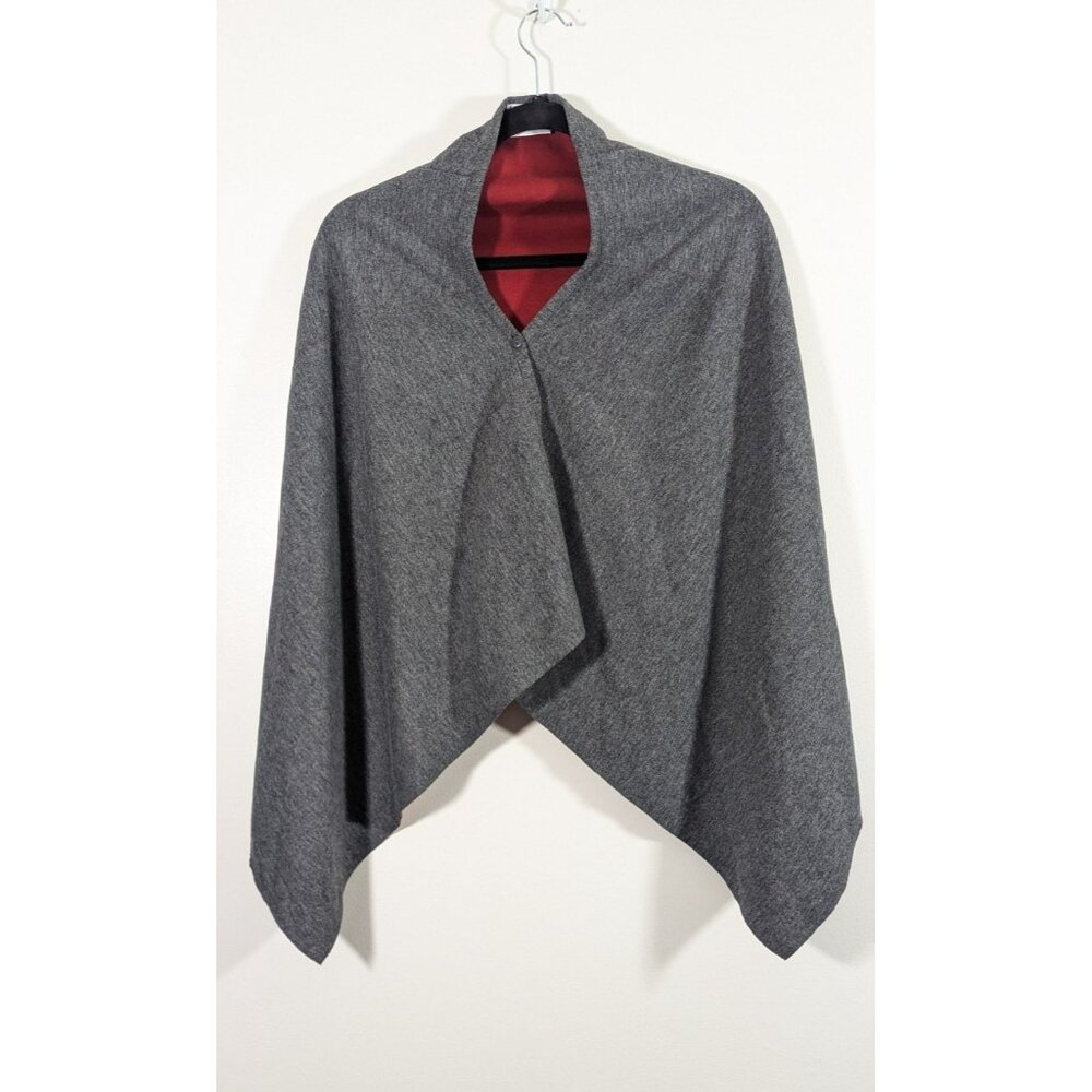 Villager by Liz Claiborne Poncho Cape Wrap Gray Red One Size